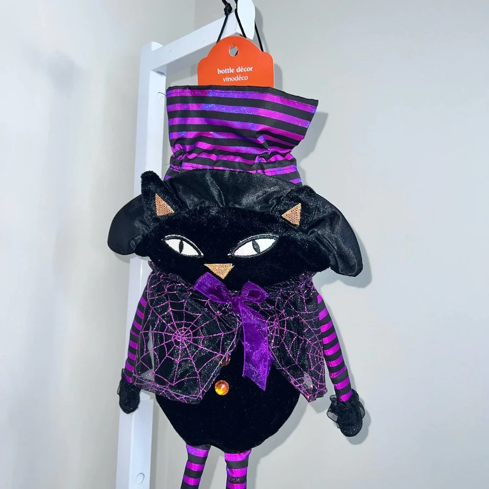 Pier 1 Imports Scary Black Cat Wine Bottle Travel Carrier